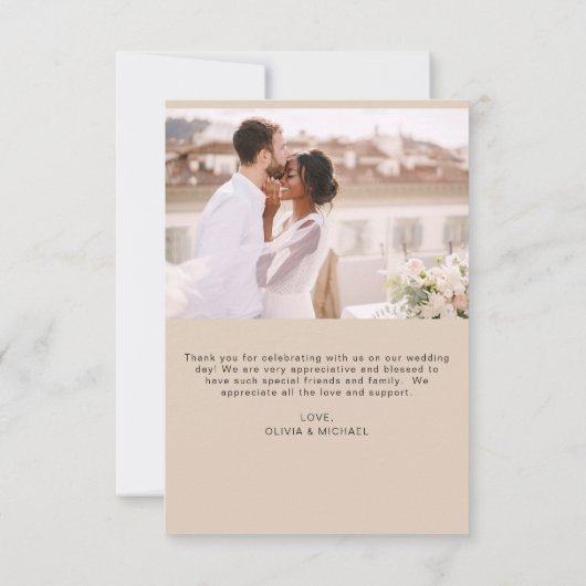 Terracotta Wedding Vielen Dank Foto Minimalistisch Dankeskarte (Rückseite)