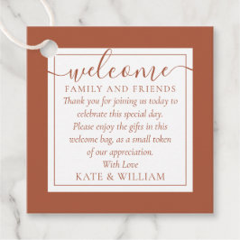 Terracotta Wedding Willkommensgeschenk Beutel Geschenkanhänger