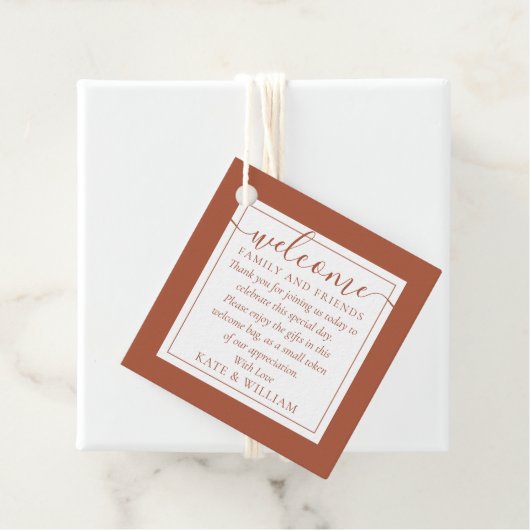 Terracotta Wedding Willkommensgeschenk Beutel Geschenkanhänger (Beispiel)