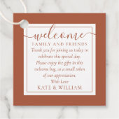 Terracotta Wedding Willkommensgeschenk Beutel Geschenkanhänger (Vorderseite)