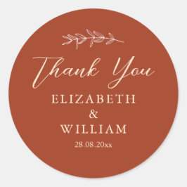 Terracotta Weddings Vielen Dank Runder Aufkleber