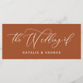 Terracotta weiße Skript die Hochzeit von Schild Me Menükarte (Rückseite)