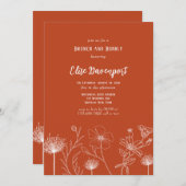 Terracotta Weißer Wildblumen Brunch und Bubbly Einladung (Vorne/Hinten)