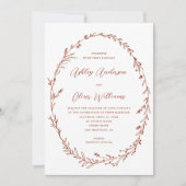 Terracotta Weißes Rustikales Wildblume Wreath Einladung (Vorderseite)