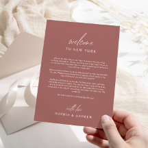 Terracotta Welcome Itinerary Danke Karte