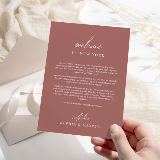 Terracotta Welcome Itinerary Danke Karte