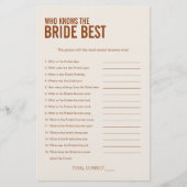 Terracotta Wer das Bride Brautparty Game kennt (Vorderseite)