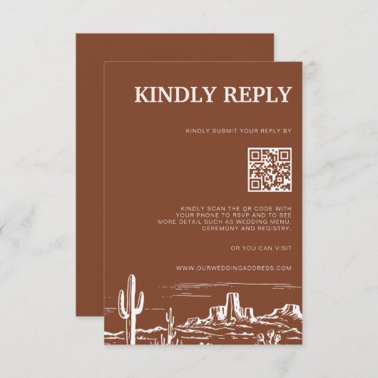 Terracotta Western Desaster UAWG Response Card RSVP Karte (Vorne/Hinten)