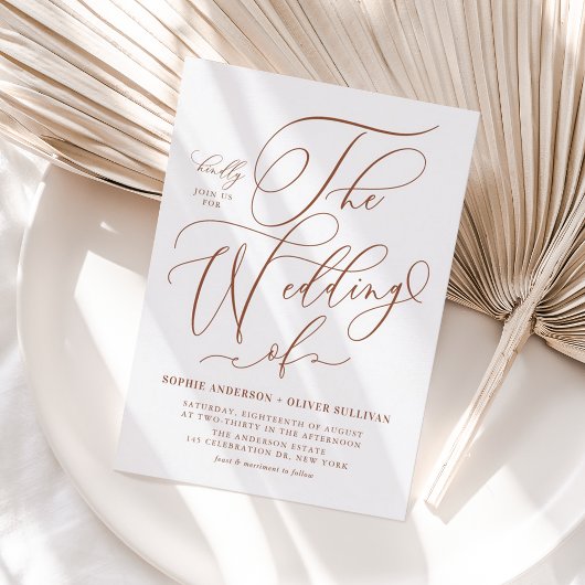 Terracotta Whimsical Calligraphy Wedding Einladungspostkarte