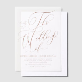 Terracotta Whimsical Calligraphy Wedding Pergament Einladungen
