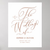 Terracotta Whimsical Calligraphy Wedding Willkomme Poster (Vorne)