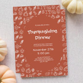 Terracotta Whimsical Hand Drawing Erntedank Party Einladung