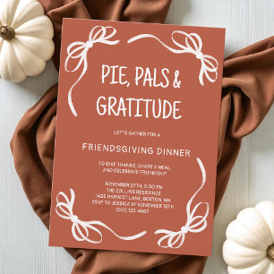 Terracotta Whimsical Hand Drawn Bow Friendsgiving Einladung