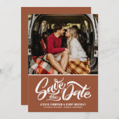 Terracotta Whimsical Hand Letted Foto Overlay Save The Date (Vorne/Hinten)