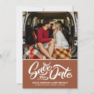 Terracotta Whimsical Hand Letted Foto Overlay Save The Date