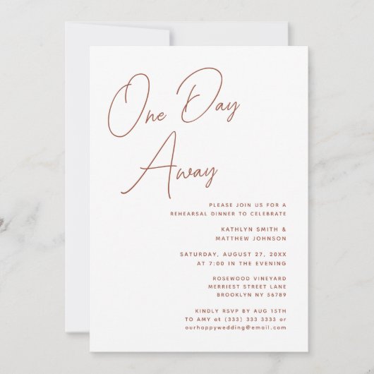 Terracotta Whimsical Script Chic Einladung (Vorderseite)