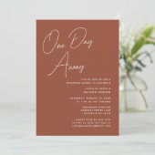 Terracotta Whimsical Script Chic Einladung (Stehend Vorderseite)