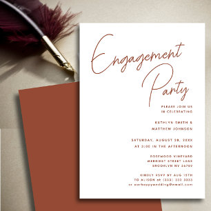 Terracotta Whimsical Script Chic Engagement Party Einladung