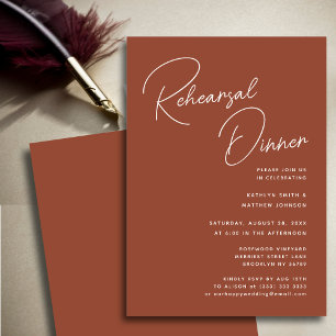 Terracotta Whimsical Script Chic Probe Dinner Einladung