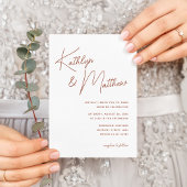 Terracotta Whimsical Script Minimalistisch Wedding Einladung