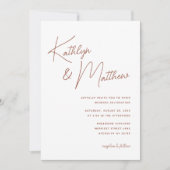 Terracotta Whimsical Script Minimalistisch Wedding Einladung (Vorderseite)