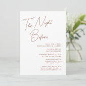 Terracotta Whimsikskript Chic The Night Before Einladung (Stehend Vorderseite)