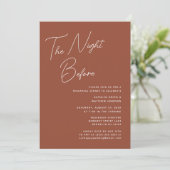 Terracotta Whimsikskript Chic The Night Before Einladung (Stehend Vorderseite)