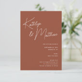 Terracotta Whimsistische Schrift Minimalistisch Mo Save The Date (Stehend Vorderseite)