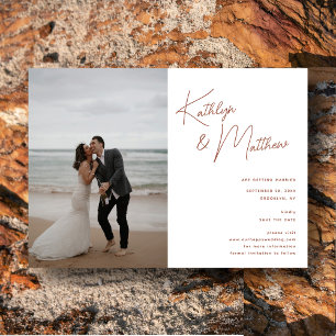 Terracotta Whimsistische Schrift Save the Date Magneteinladung