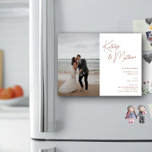 Terracotta Whimsistische Schrift Save the Date Magneteinladung