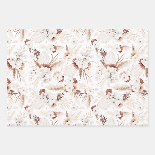 Terracotta White and Ivory Blume Boho Botanical Geschenkpapier Set (Vorderseite 3)