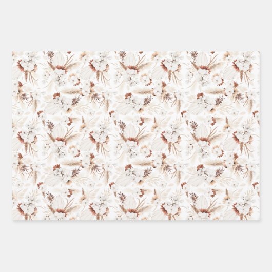 Terracotta White and Ivory Blume Boho Botanical Geschenkpapier Set (Vorderseite 2)