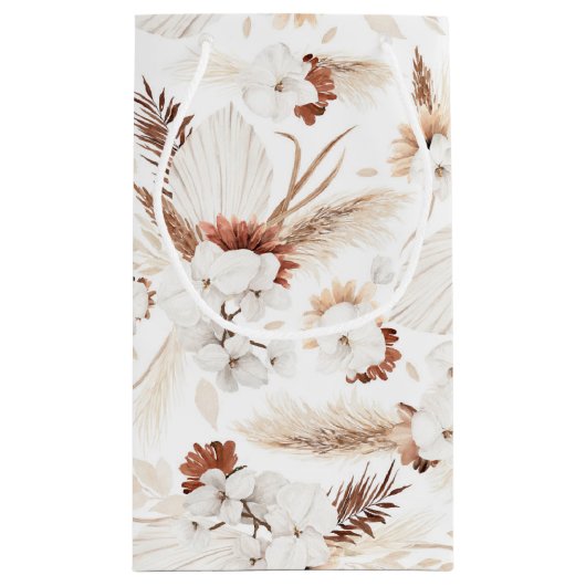 Terracotta White and Ivory Blume Boho Botanical Kleine Geschenktüte (Rückseite)