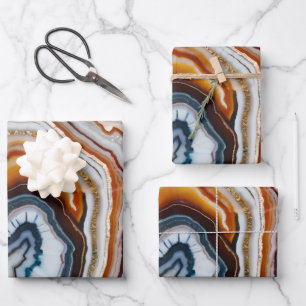 Terracotta White Black Blue Geschenkpapier Set
