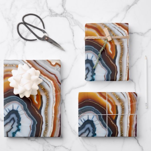 Terracotta White Black Blue Geschenkpapier Set (Vorderseite)