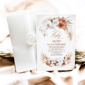 Terracotta White Blume Boho Chic Baby Dusche Einladung