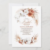 Terracotta White Blume Boho Chic Brautparty Einladung (Vorderseite)