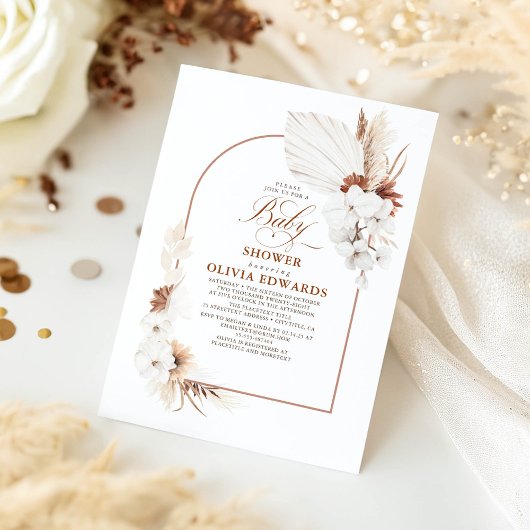 Terracotta White Blume Boho Elegant Babydusche Einladung