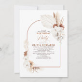 Terracotta White Blume Boho Geburtstagsparty Einladung (Vorderseite)