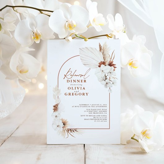 Terracotta White Blume Boho Probe Dinner Einladung