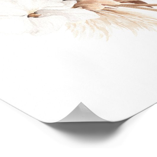 Terracotta White Blume Boho Wedding Willkommenszei Poster (Ecke)