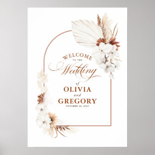 Terracotta White Blume Boho Wedding Willkommenszei Poster