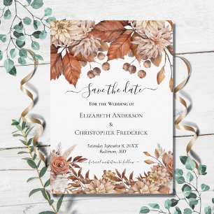 Terracotta White Brown Floral Save The Date