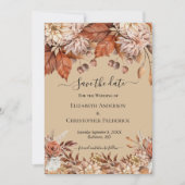 Terracotta White Brown Floral Save The Date (Vorderseite)