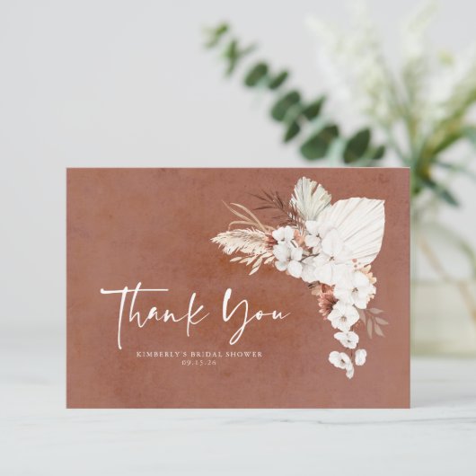 Terracotta White Floral Boho Klein Danke (Stehend Vorderseite)