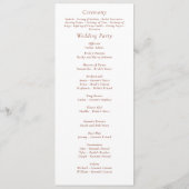 Terracotta White Floral Moderne Herbsthochzeit Programm (Rückseite)