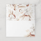 Terracotta White Floral Pampas Grass Wedding Platzkarte (Außenseite Aufgefaltet)