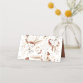 Terracotta White Floral Pampas Grass Wedding Platzkarte (Rückseite)