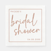 Terracotta & White Minimalistisch Script Brautpart Serviette (Vorderseite)