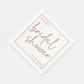 Terracotta & White Minimalistisch Script Brautpart Serviette (Ecke)